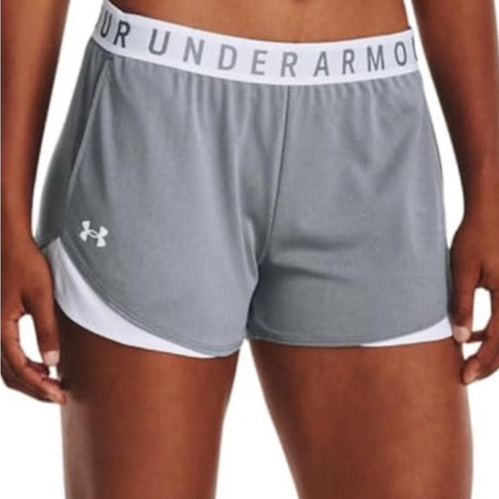 Under Armour Gray Athletic Split-Hem Shorts with White Waistband